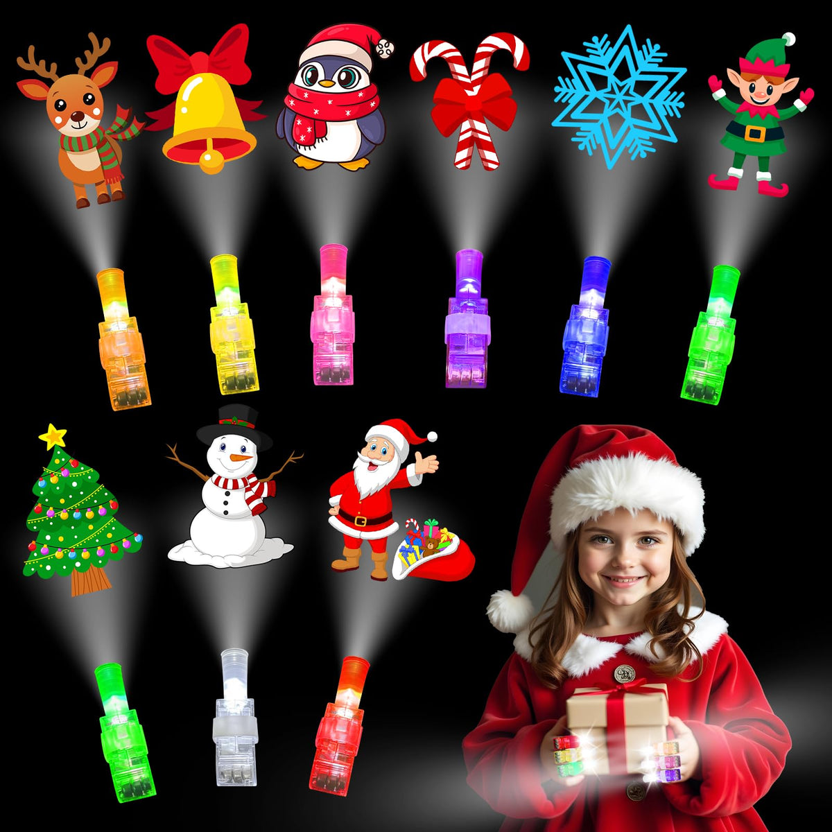 BleSky 36pc Christmas finger lights set for festive play and gifting.