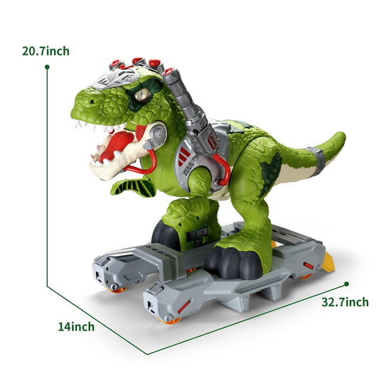 BLF FUN Dinosaur Ride On Toy Car, rear view, vivid lights and sound effects captivate kids.