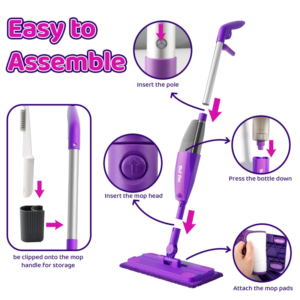 BLF FUN Kids Spray Mop purple safe materials ensure child-friendly toy.
