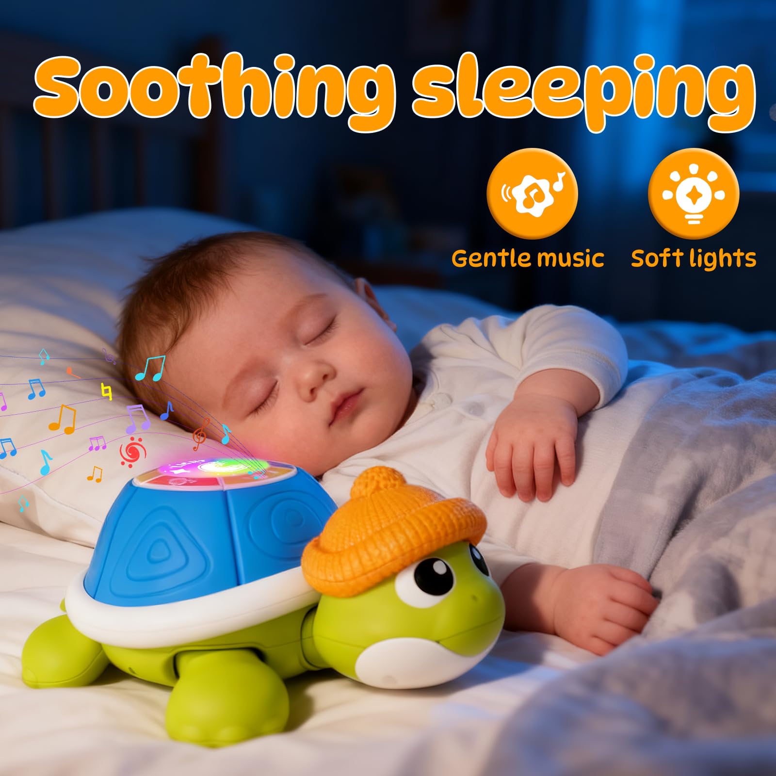BLF FUN turtle toy highlights light features for visual stimulation during play
