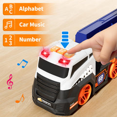 Garage-style storage keeps parts organized when playtime ends.