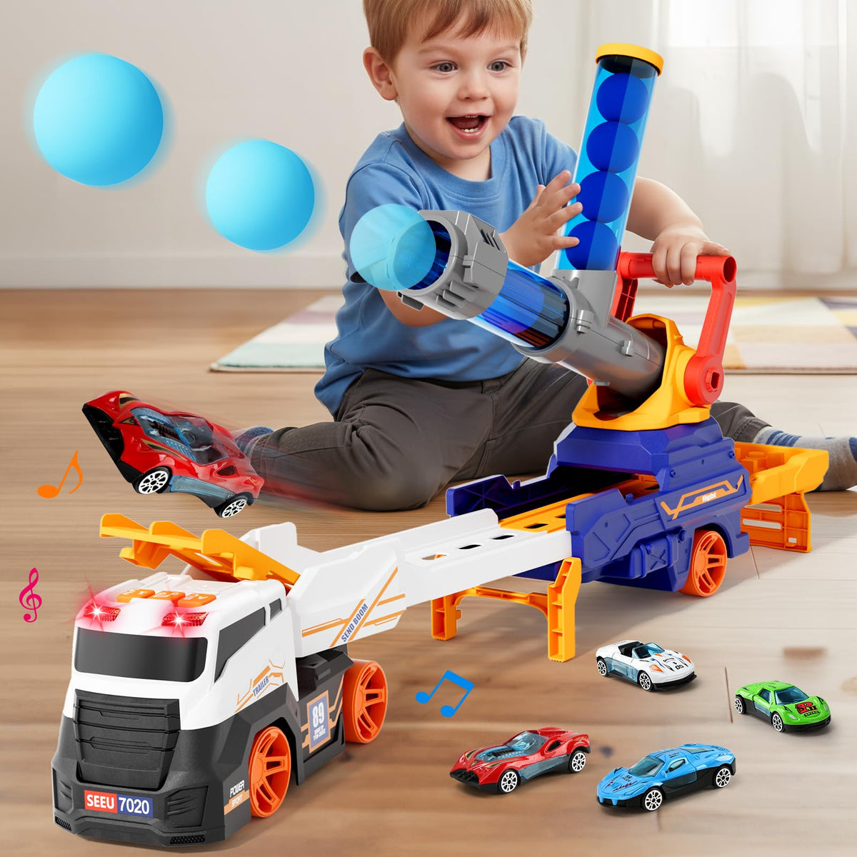 BLF FUN truck toy launcher with action-packed transport truck for kids' playtime