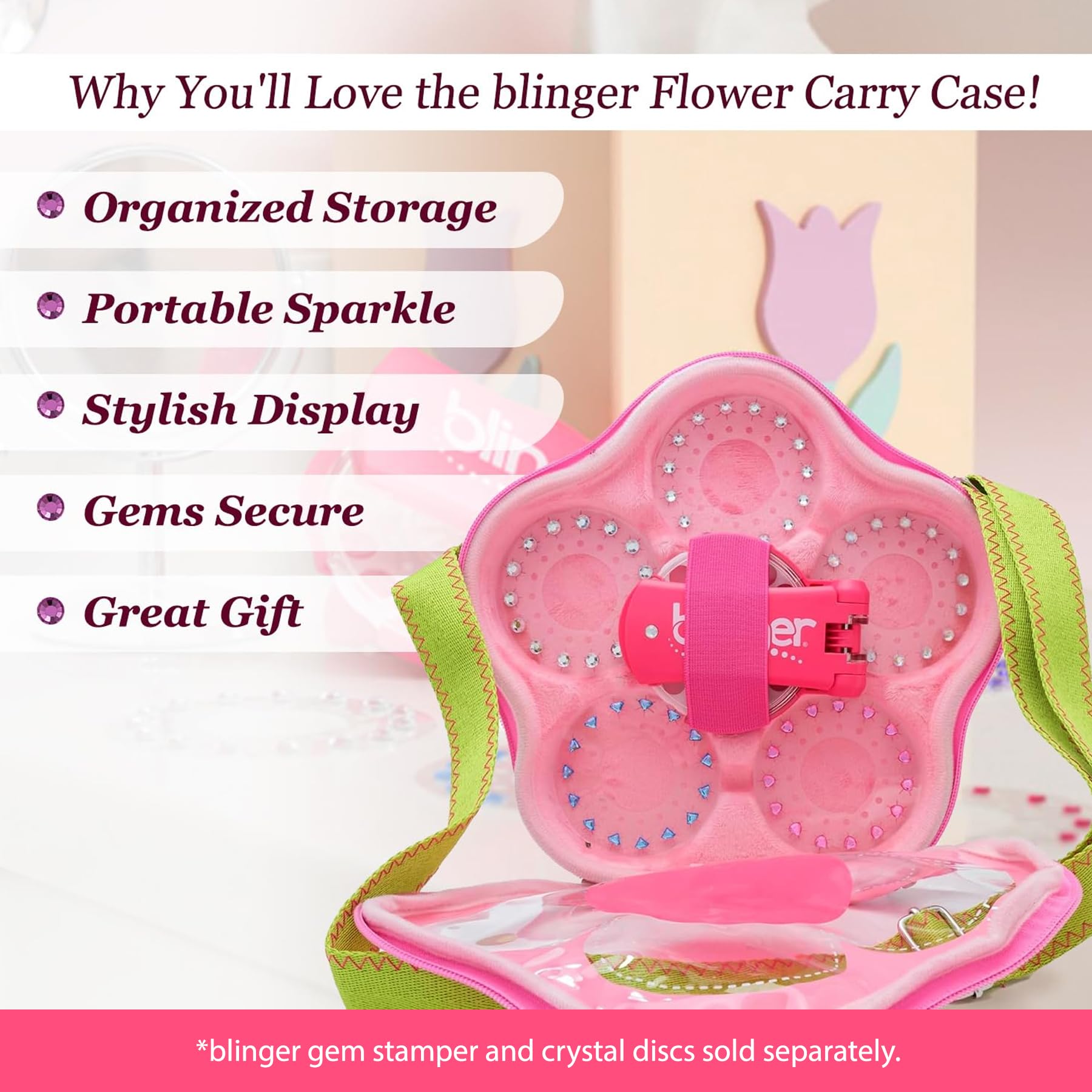blinger Flower Carry Case side pocket view for discs and accessories