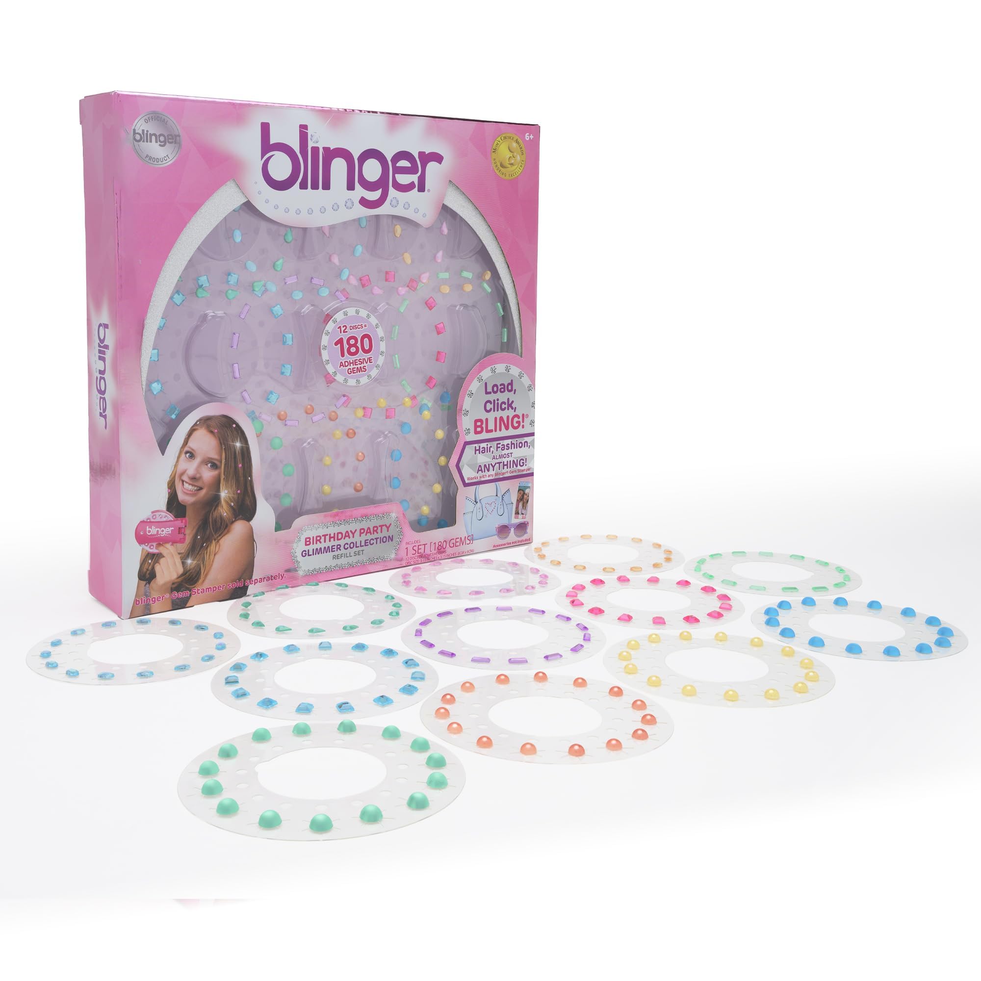 Blinger Glimmer refill pack with vibrant multicolor gems for sparkling hair styling.