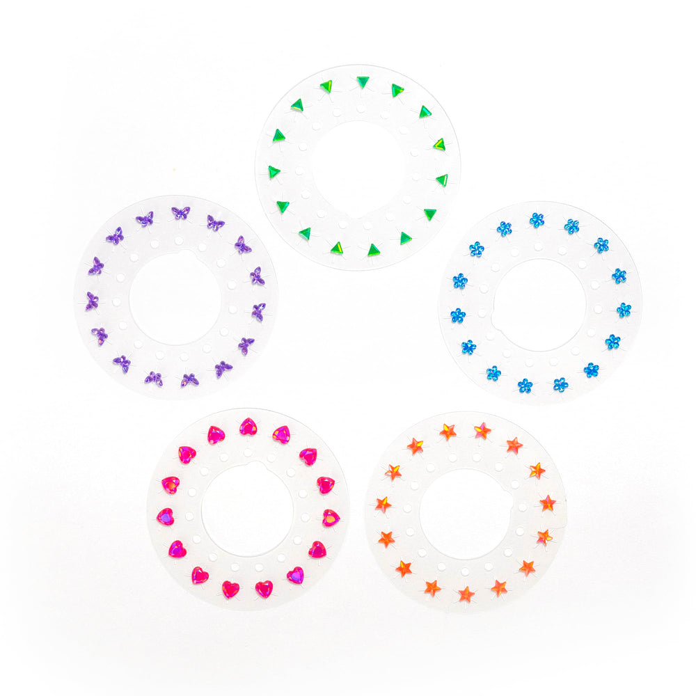 Blinger Sparkle Collection rhinestones disc 7 demonstrates color mix for stylish fringe or headbands.