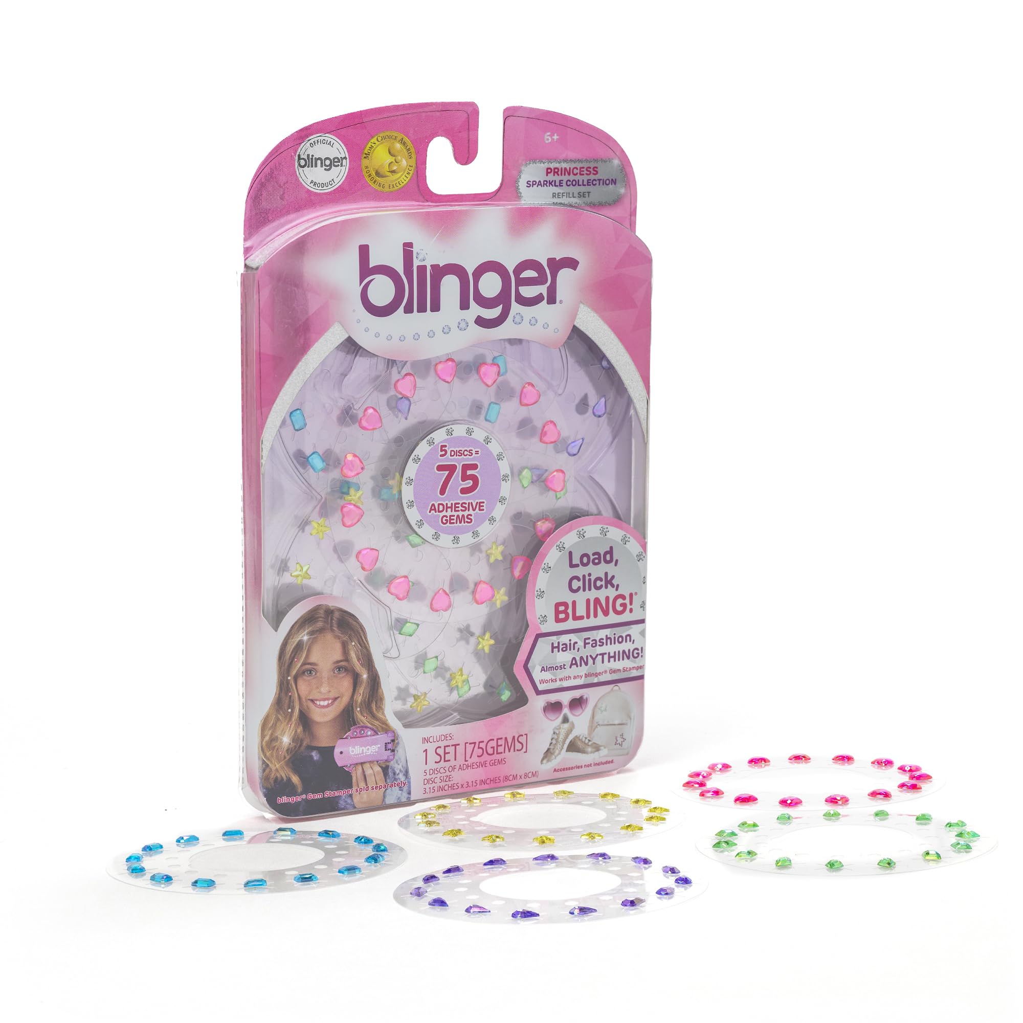 Blinger Sparkle Refill Princess disc: vibrant rhinestones for vivid hair bling and easy removal