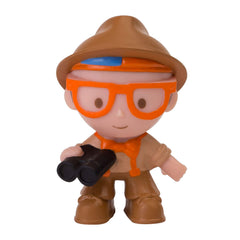 Blippi Mini Heroes Squishables Surprise Box back view highlighting contents.