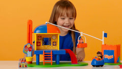 Zipline action with Blippi enables speedy pretend adventures.