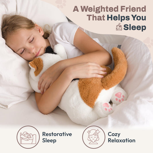 Bliss World weighted plush 5 lb body provides calming, hug-friendly pressure.