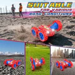 Blissbud Spider RC car 360° rotation in action on varied surfaces.