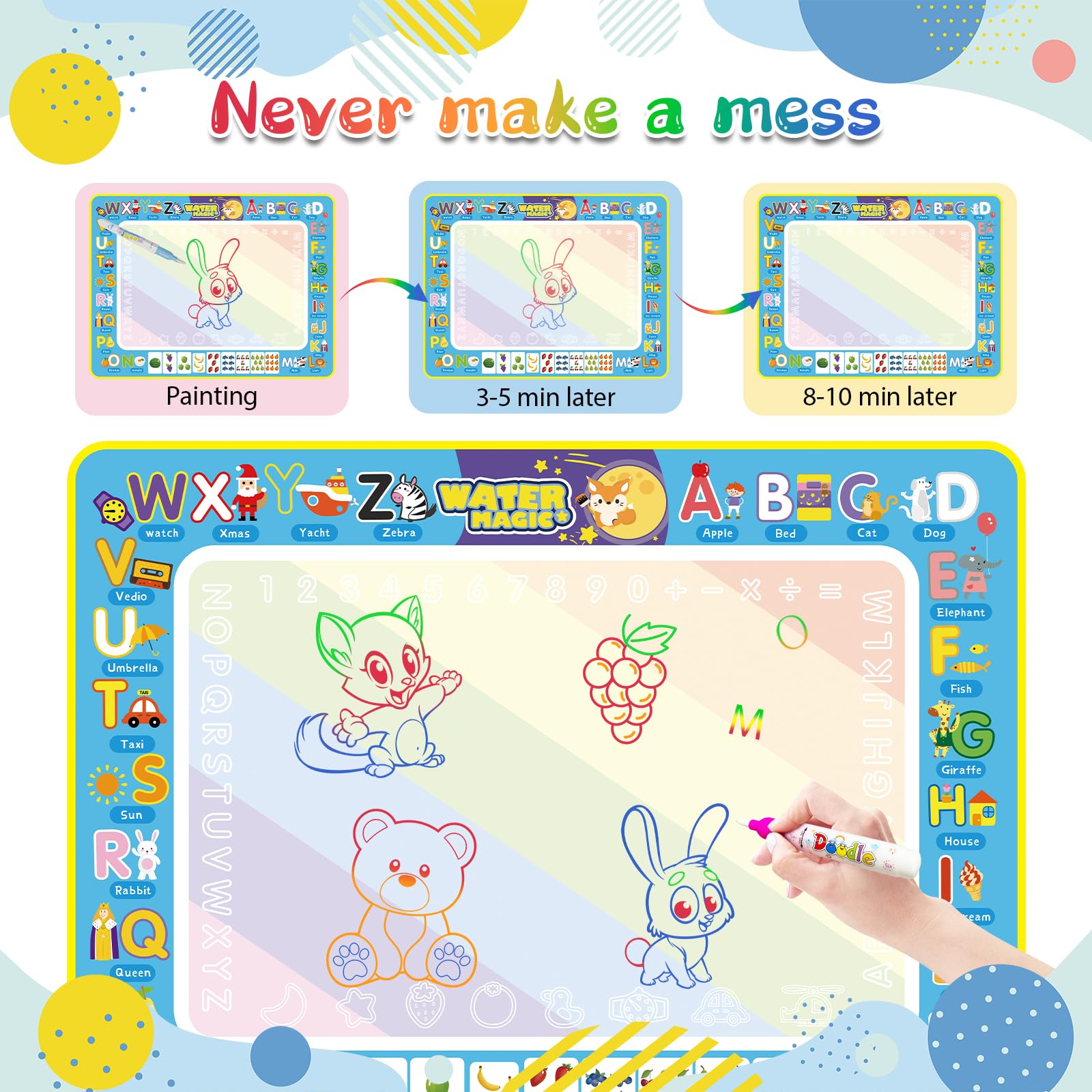 Doodles disappear after minutes, allowing easy reuse and mess-free sessions