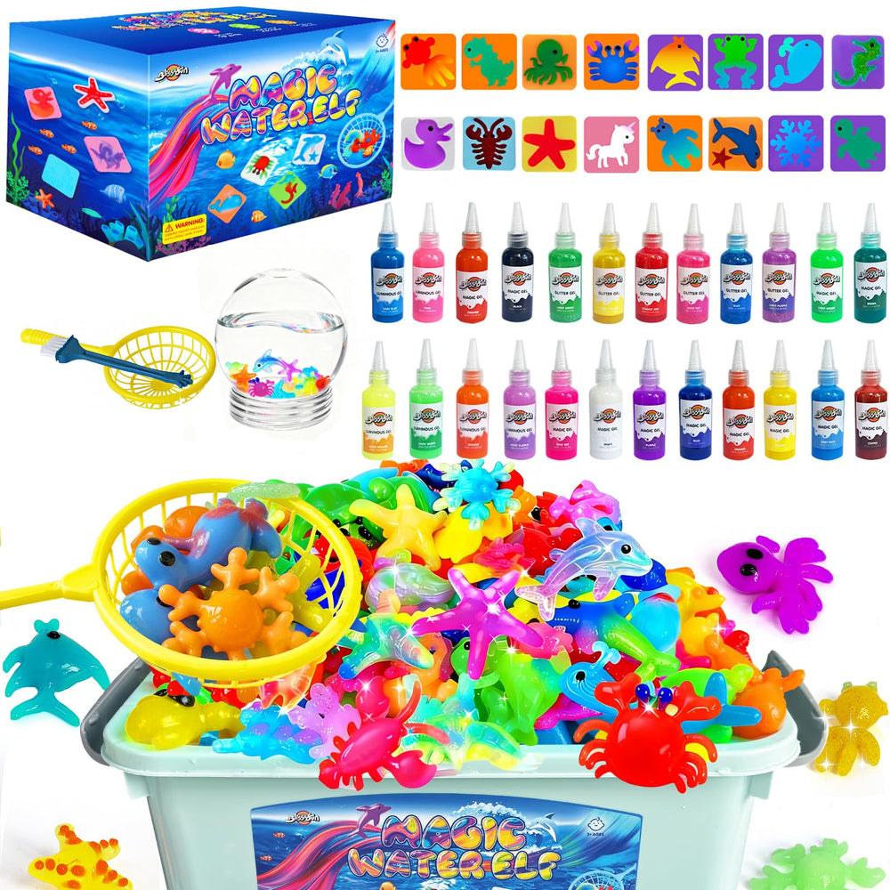 Blissofun Magic Water Elf Kit packaging with colorful gel bottles for creative play.