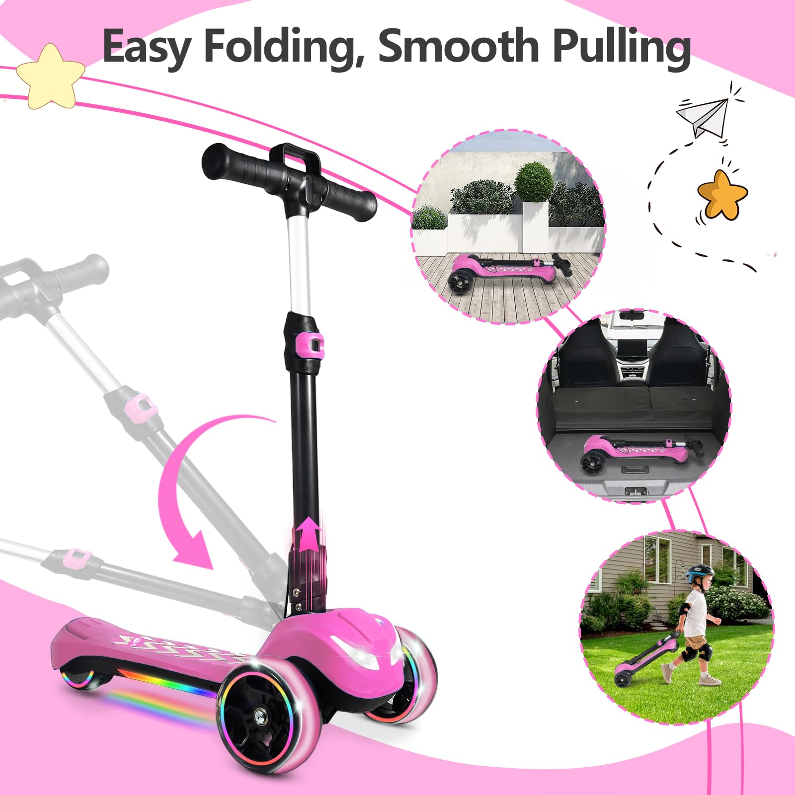 BLISSRIDE three-height adjustable kids scooter for growing kids