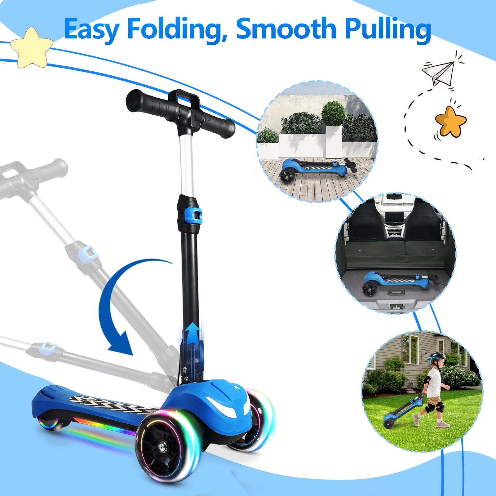 BLISSRIDE scooter front headlight improves visibility during rides.