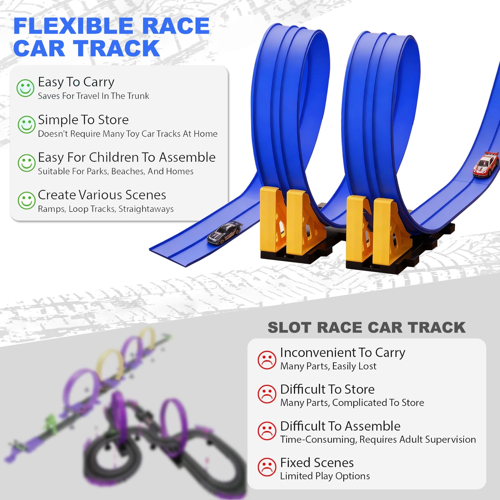 BlivEclat 15ft track rolls up for travel and playdates.