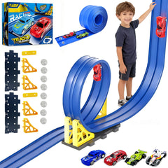 BlivEclat flexible race track 15ft laid out for endless racing fun.