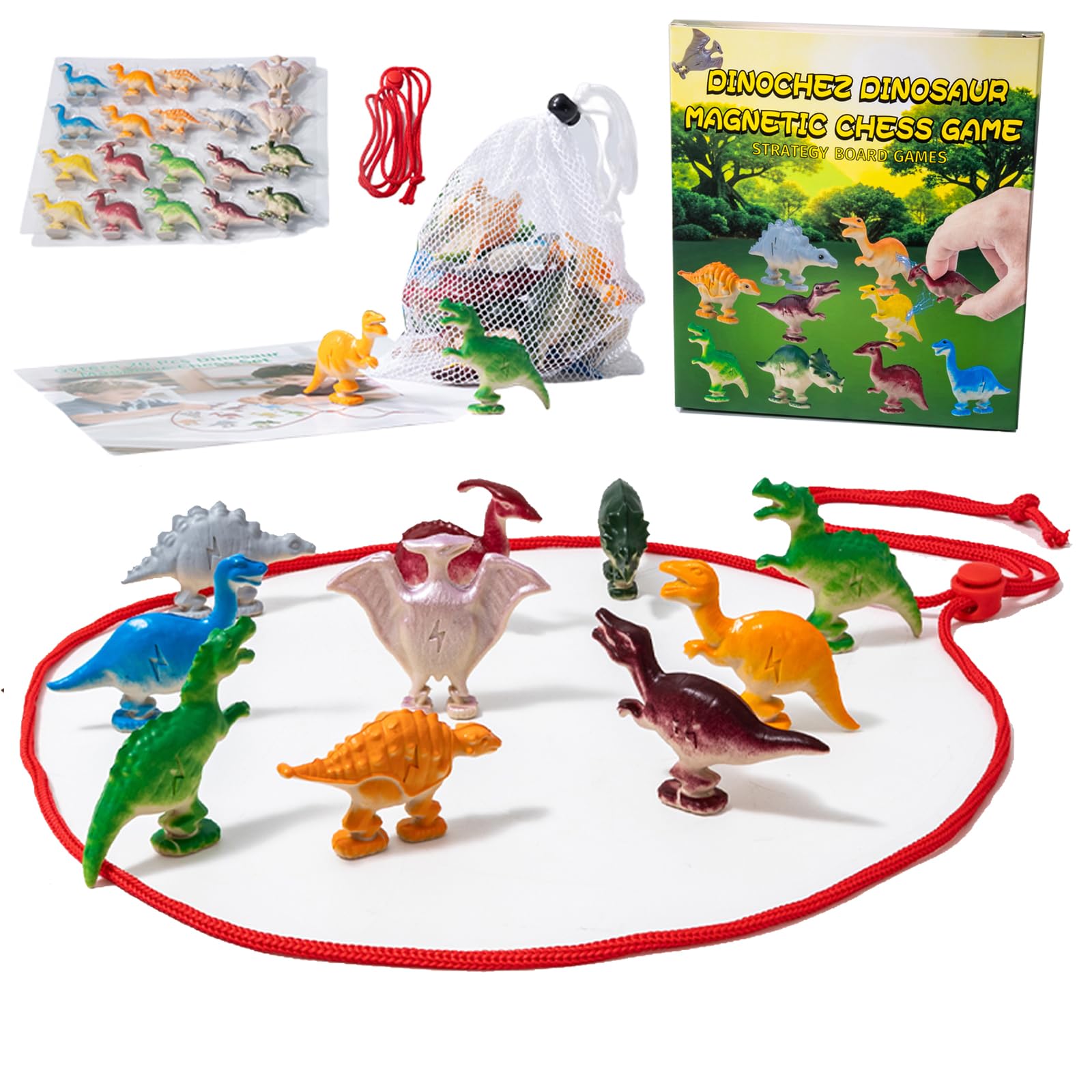 BlivEclat magnetic dinosaur chess pieces ready for family strategy play.