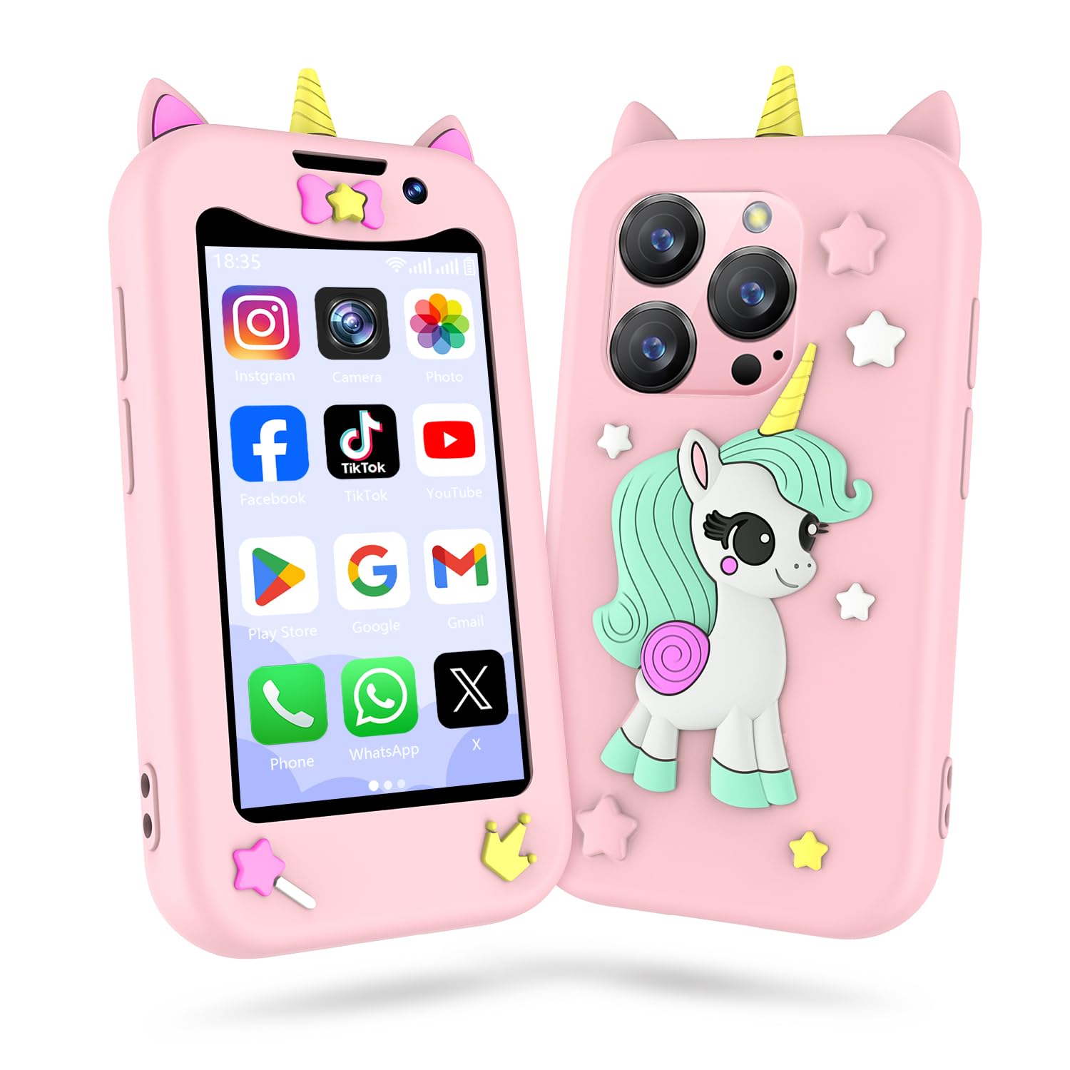 BLKE Max Kids Phone front view with HD touchscreen for learning and play.