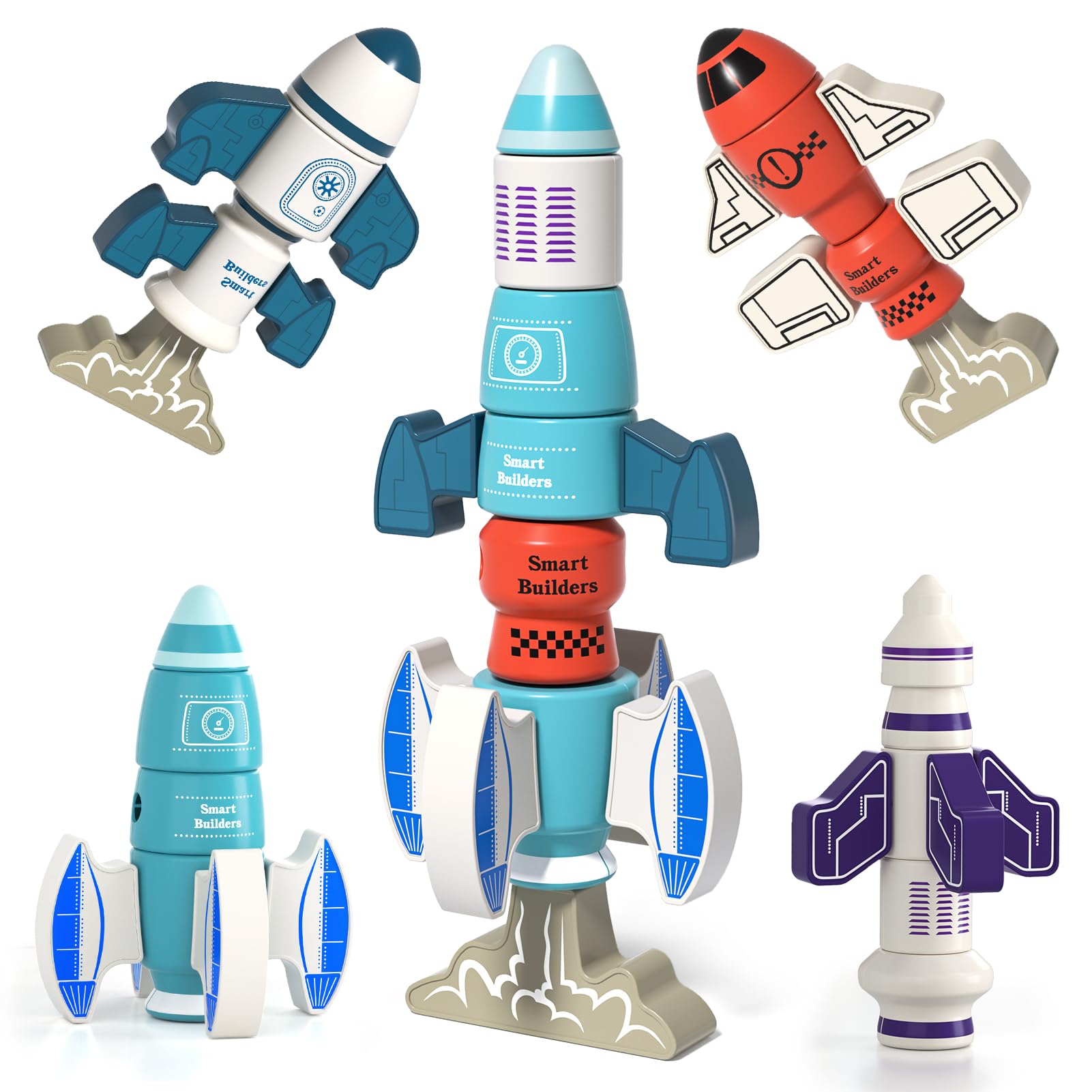 BLmukce 33-piece rocket robot pieces for creative STEM building and imaginative play