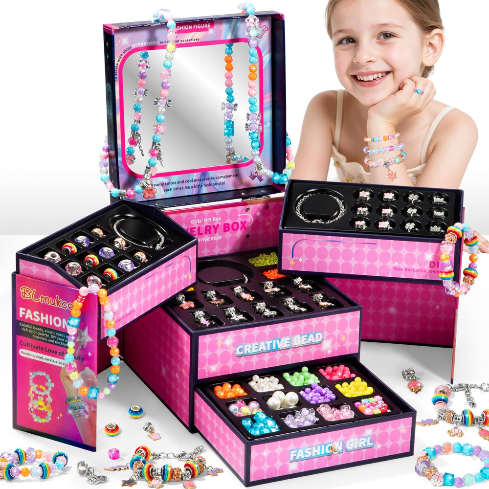 BLmukce charm bracelet kit packaging with beads, gift-ready.