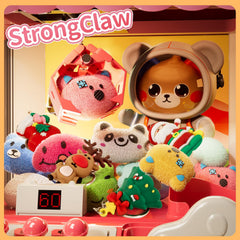 BLmukce claw machine illuminated with LED lights and countdown timer.
