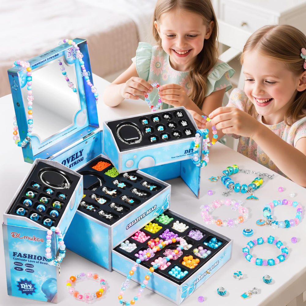 BLmukce creative workspace with beads and tools for kids