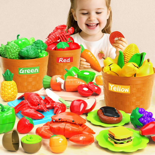 BLmukce cutting board and knives playset boosts pretend cooking and coordination.