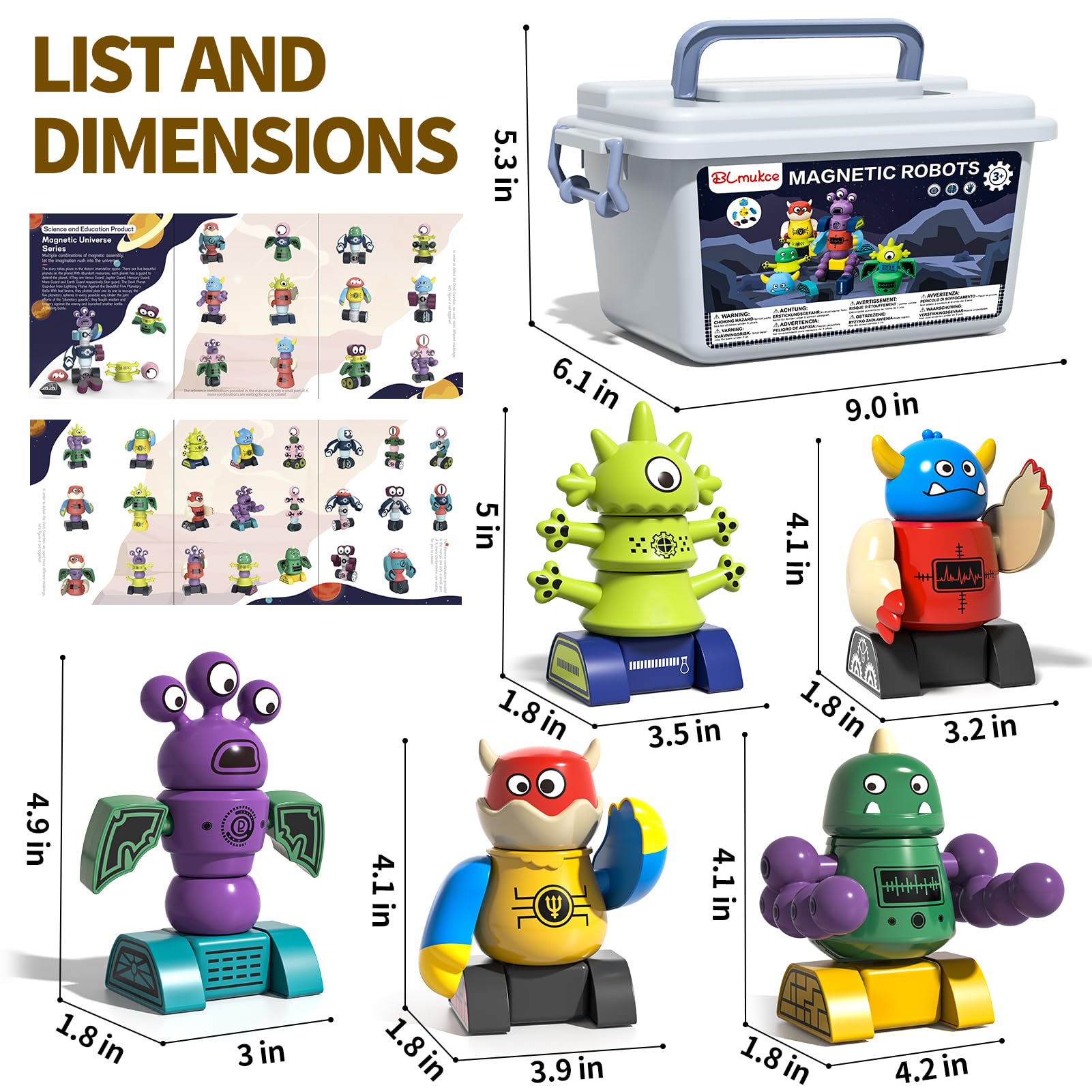 BLmukce gift-set of colorful monster robots for birthdays and holidays.