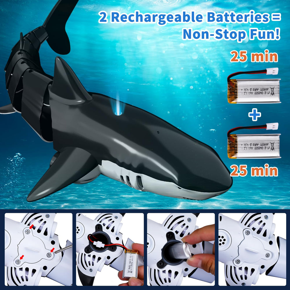 BLmukce RC Shark rugged ABS body withstands splashes and rough play