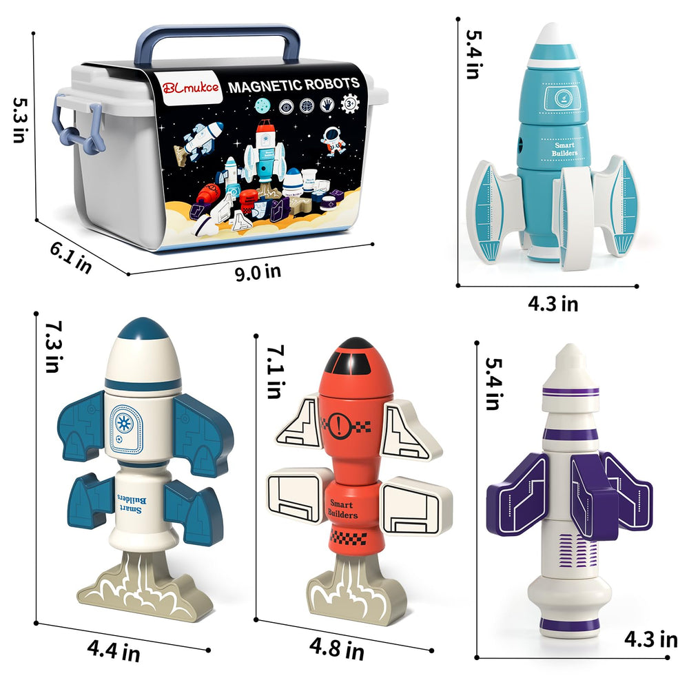 BLmukce rocket robot storage box keeps pieces organized for easy on-the-go play