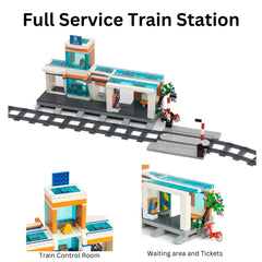 Block Builder working headlights enhance nighttime and dramatic rail scenes