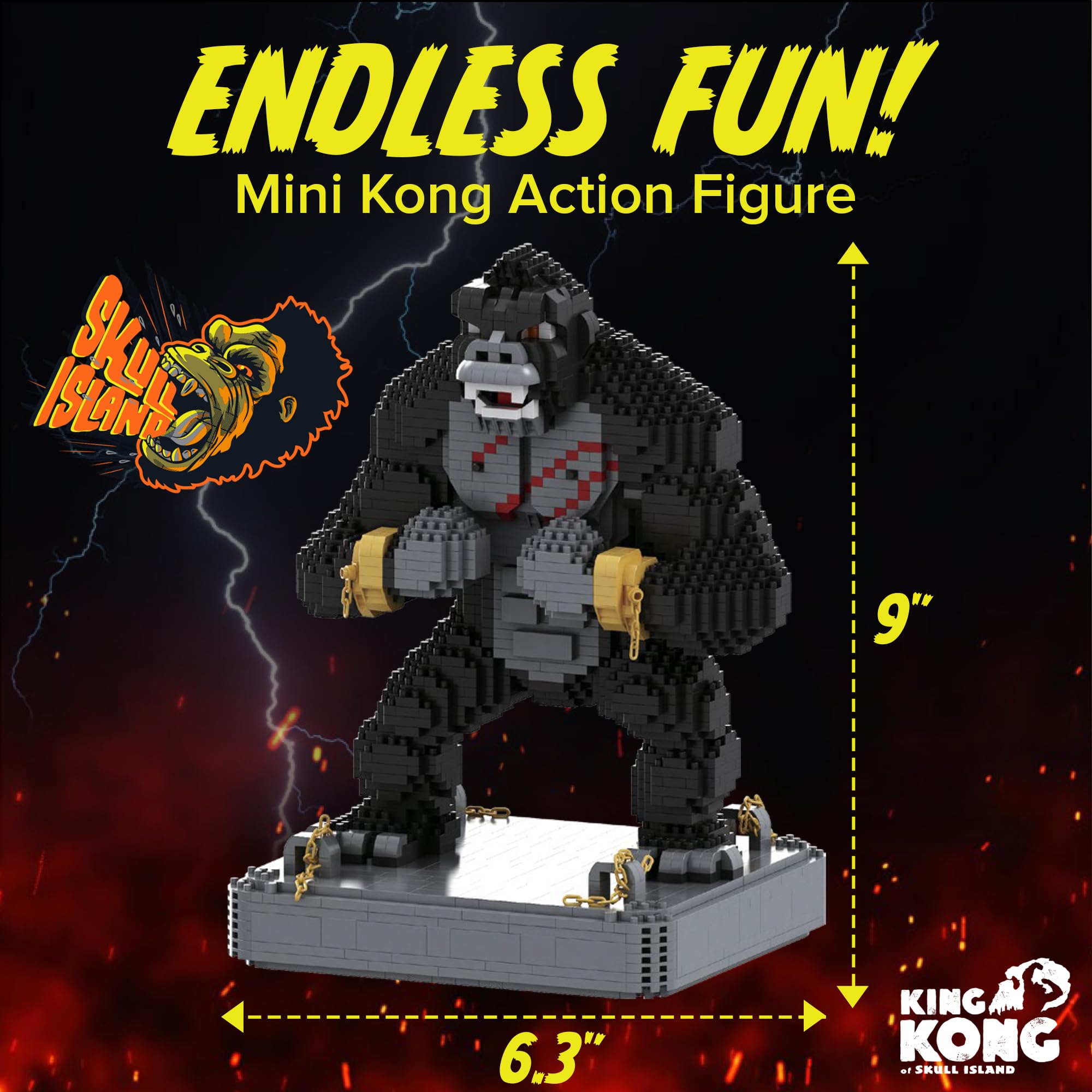 BLOCK CENTER King Kong detailed bricks support patience and focus during building.
