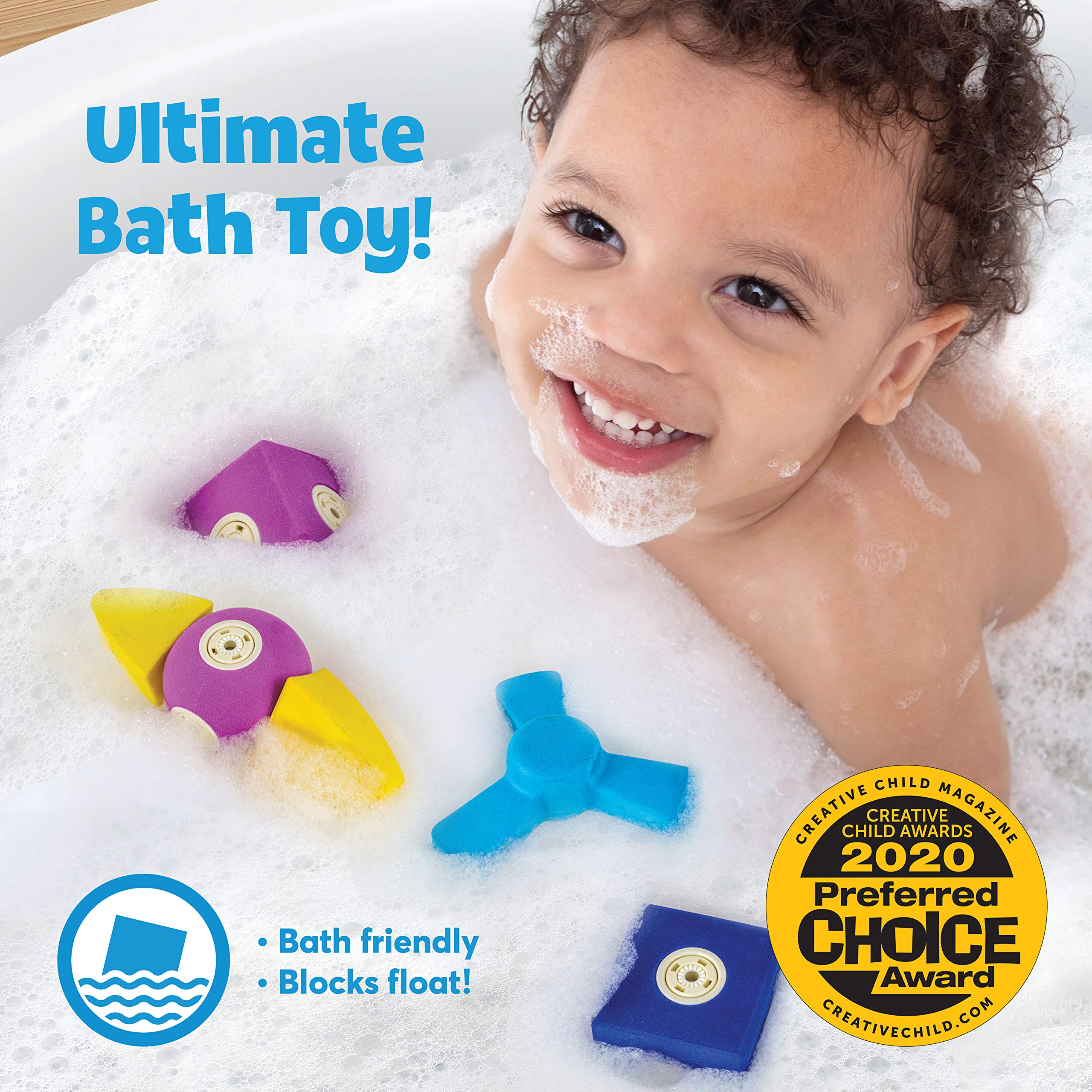 Blockaroo floating building blocks spark imaginative play after bath time.