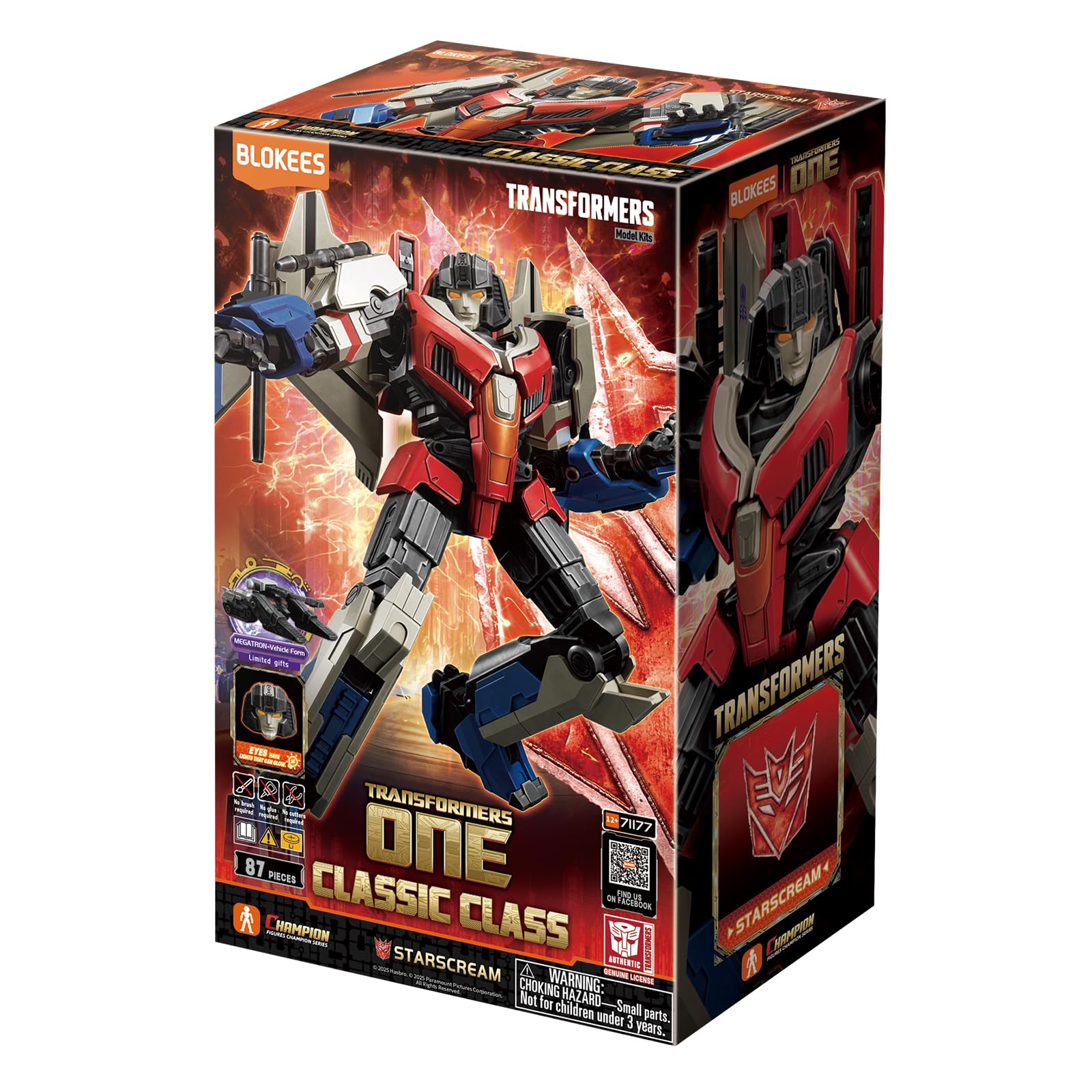 BLOKEES Starscream LED eyes and chest illuminate the figure for dramatic display