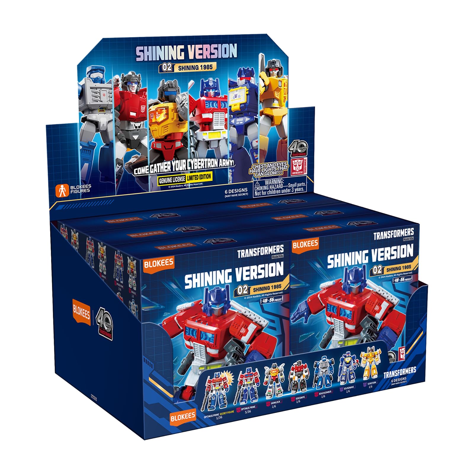 BLOKEES Transformers Shining 02 six-iconic-characters-set enhances shelf presence with a bold display.