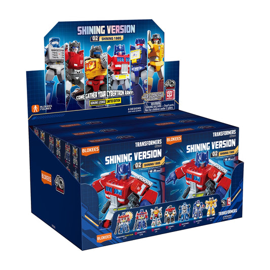 BLOKEES Transformers Shining 02 six-iconic-characters-set enhances shelf presence with a bold display.
