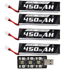 Blomiky 4-pack 1S battery set for high-drain quadcopters.