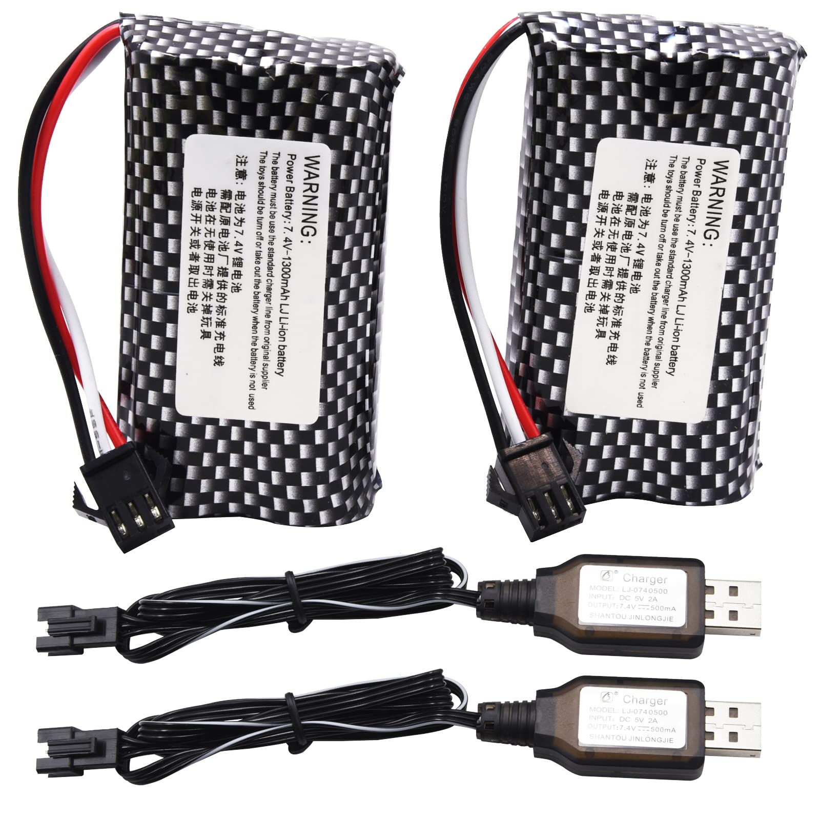 Blomiky 7.4V 1300mAh battery with SM-3P connector for older RC trucks.