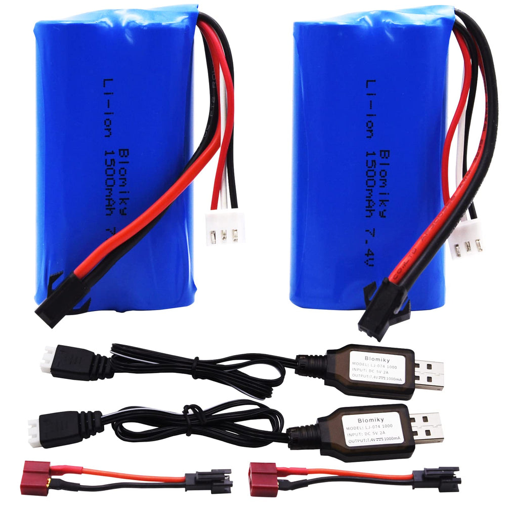 Blomiky SM-2P 7.4V 1500mAh battery compact front view for RC toys.