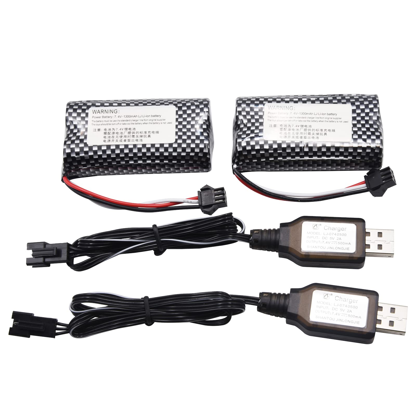 Blomiky 2S 1300mAh RC car battery for 7.4V power.