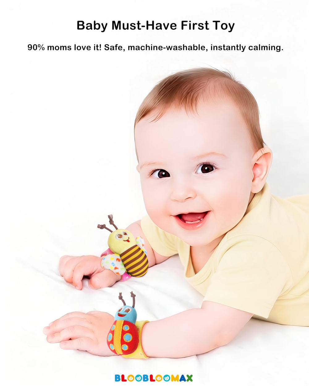 BLOOBLOOMAX hook-and-loop wrist attachment—easy to put on and secure.