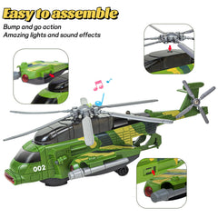 Bloolilies army helicopter toy bump-and-go action encourages active chasing
