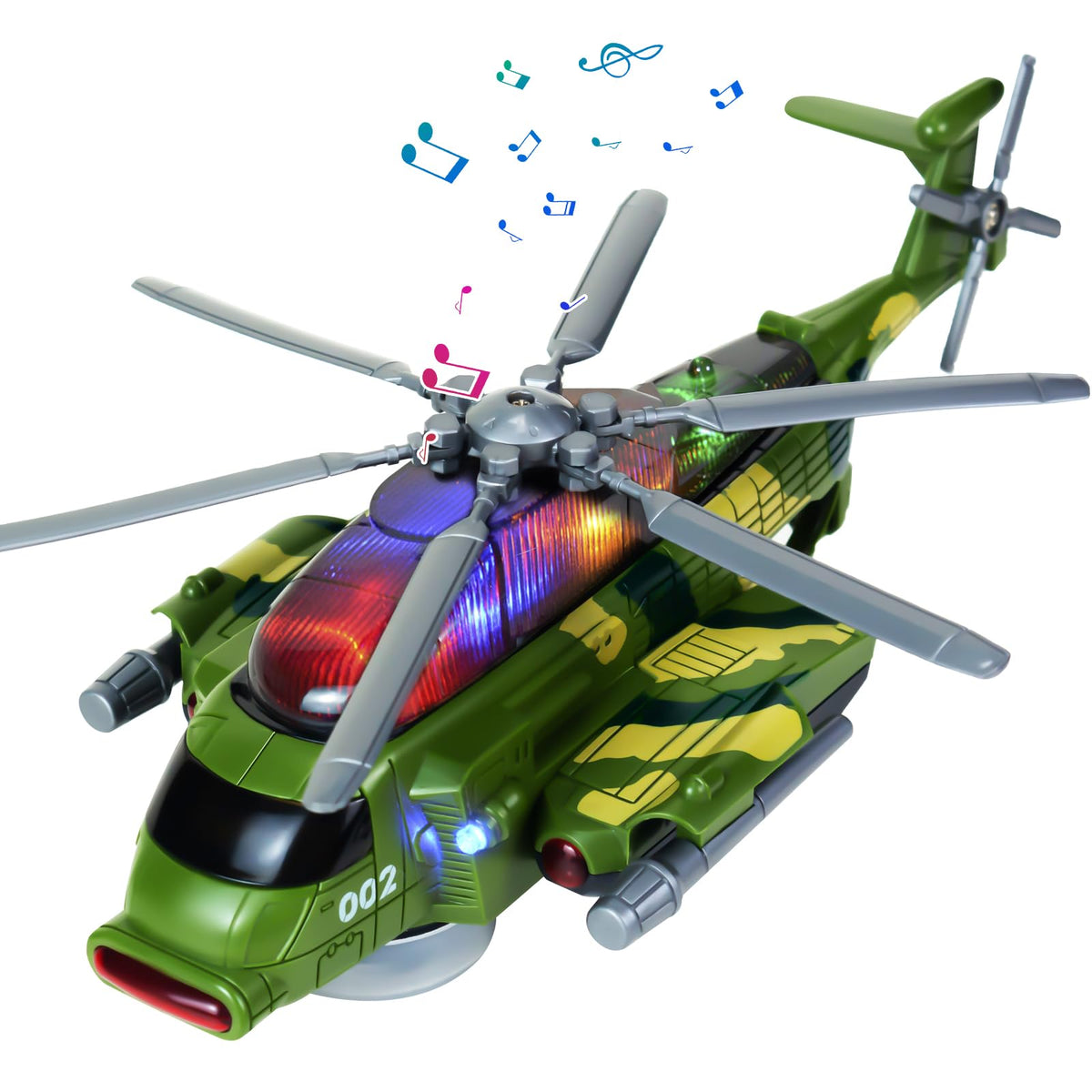 Bloolilies army helicopter toy front view showing durable design for imaginative play