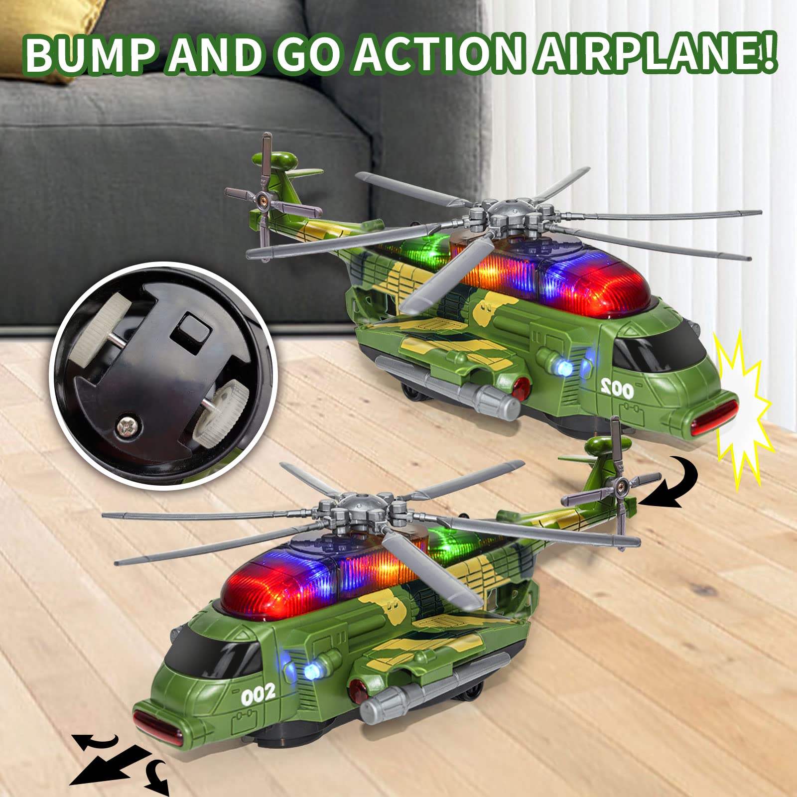 Bloolilies army helicopter toy music and sounds spark pretend missions
