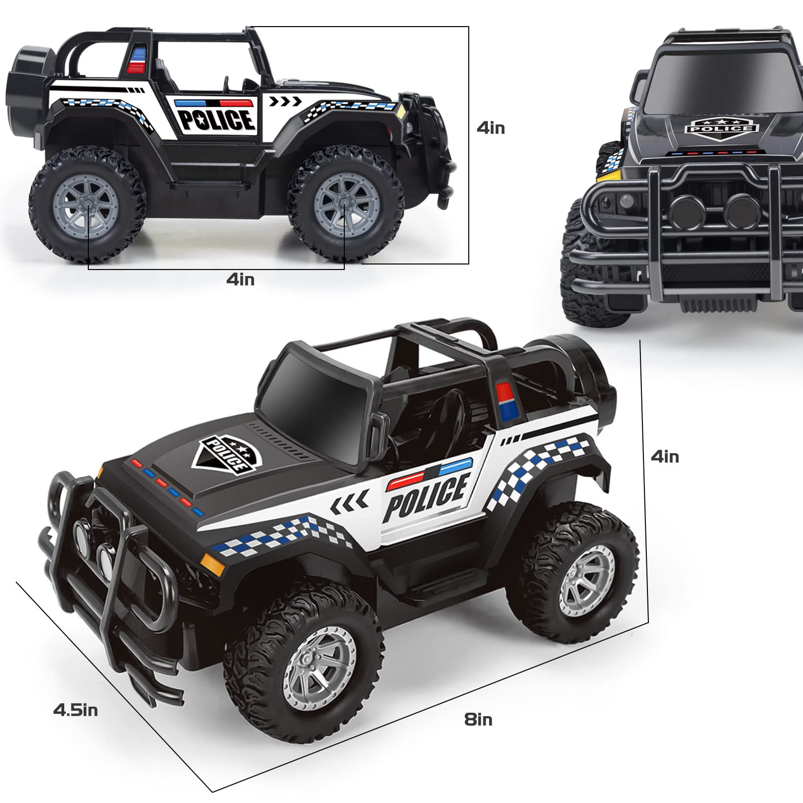 Bloolilies police RC car in action encourages sharing and family play.
