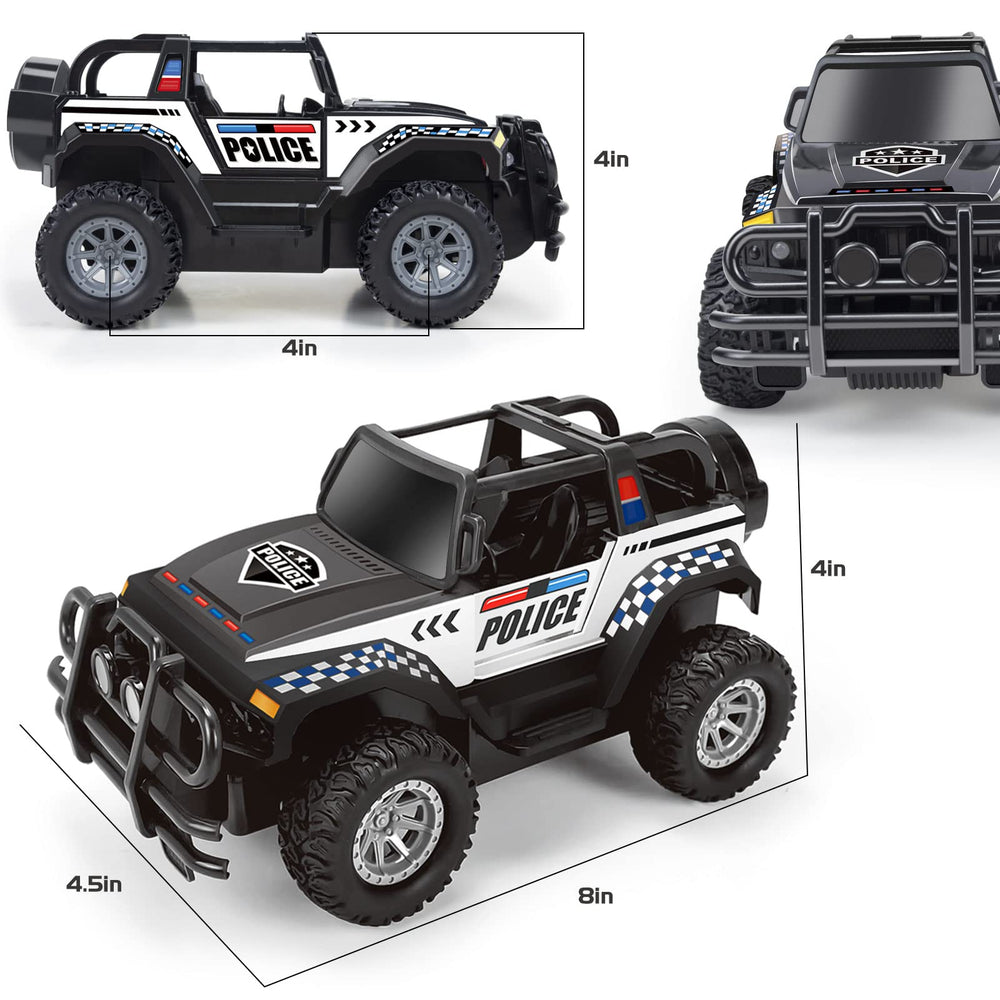Bloolilies police RC car in action encourages sharing and family play.