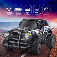 Bloolilies RC car with LED headlights for nighttime driving.