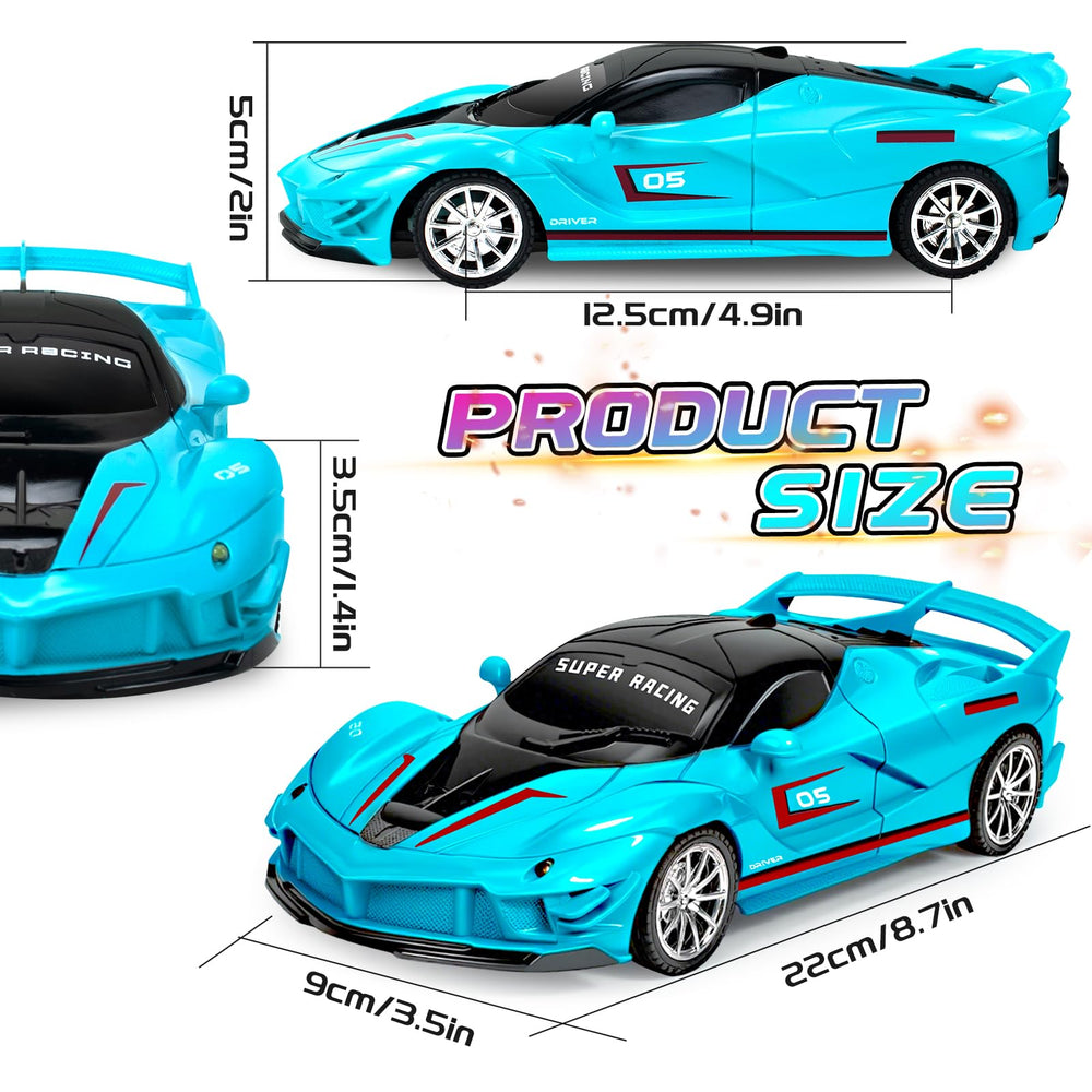 Bloolilies RC car side view shows vibrant color styling for kids