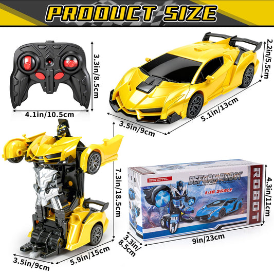 Bloolilies 1:18 RC transform car side view highlighting compact, portable design