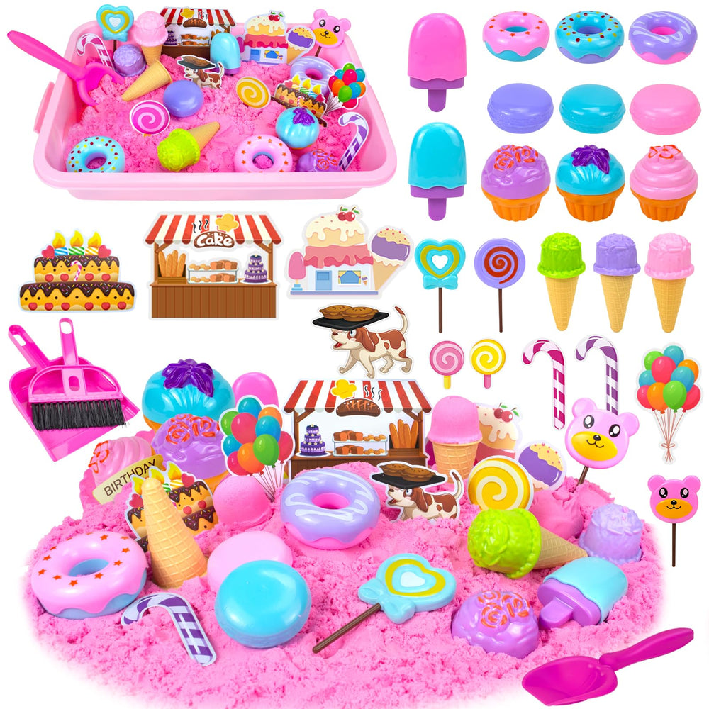 Bloolilies sensory bin with ice cream molds for creative play and sensory exploration.